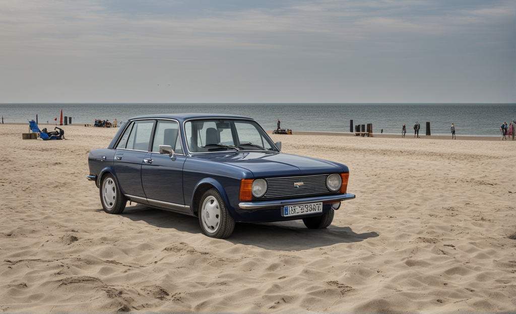 Auto am Strand geparkt